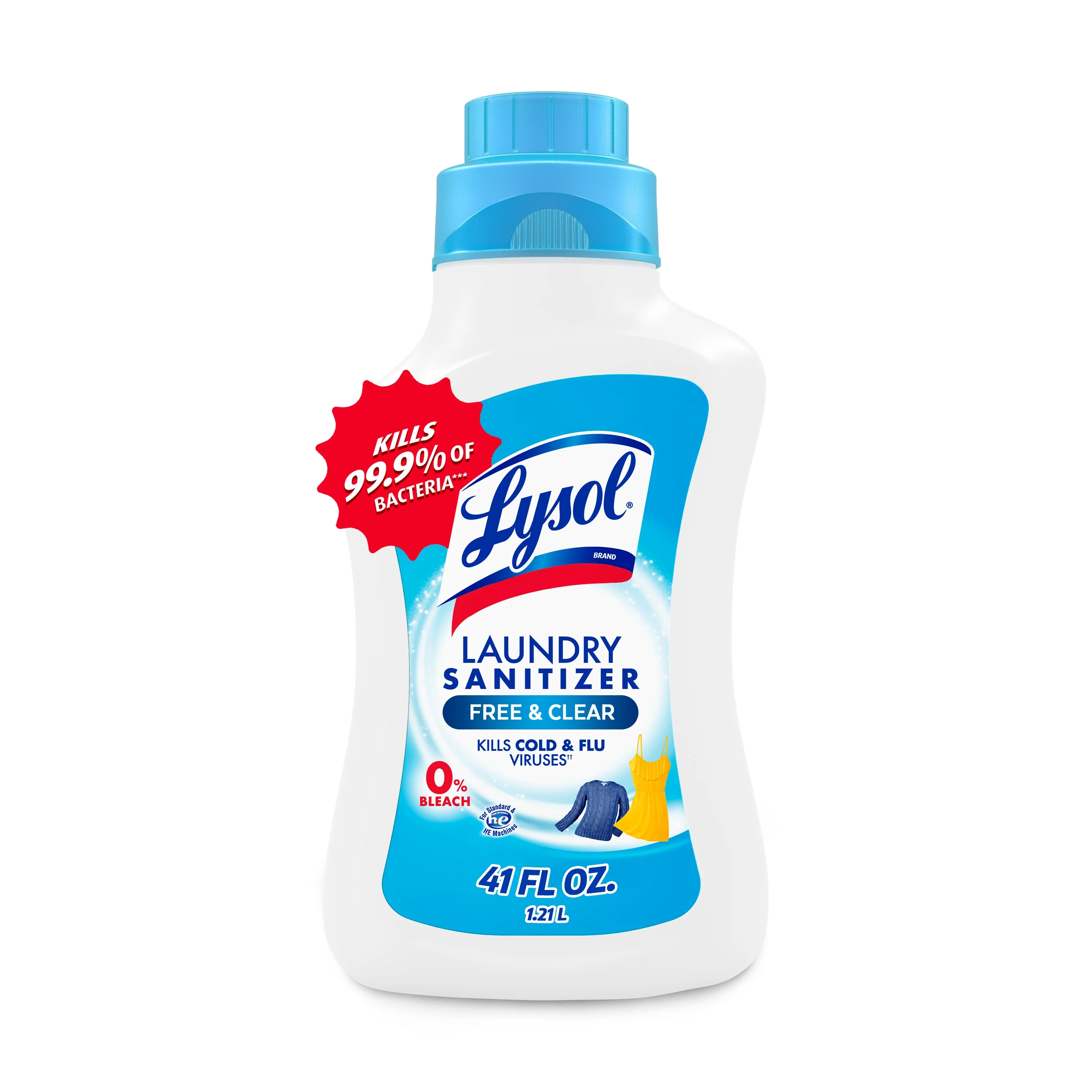 Lysol Laundry Sanitizer Additive, Odor Eliminating Liquids for Clothes and Linens, Unscented, 41 oz