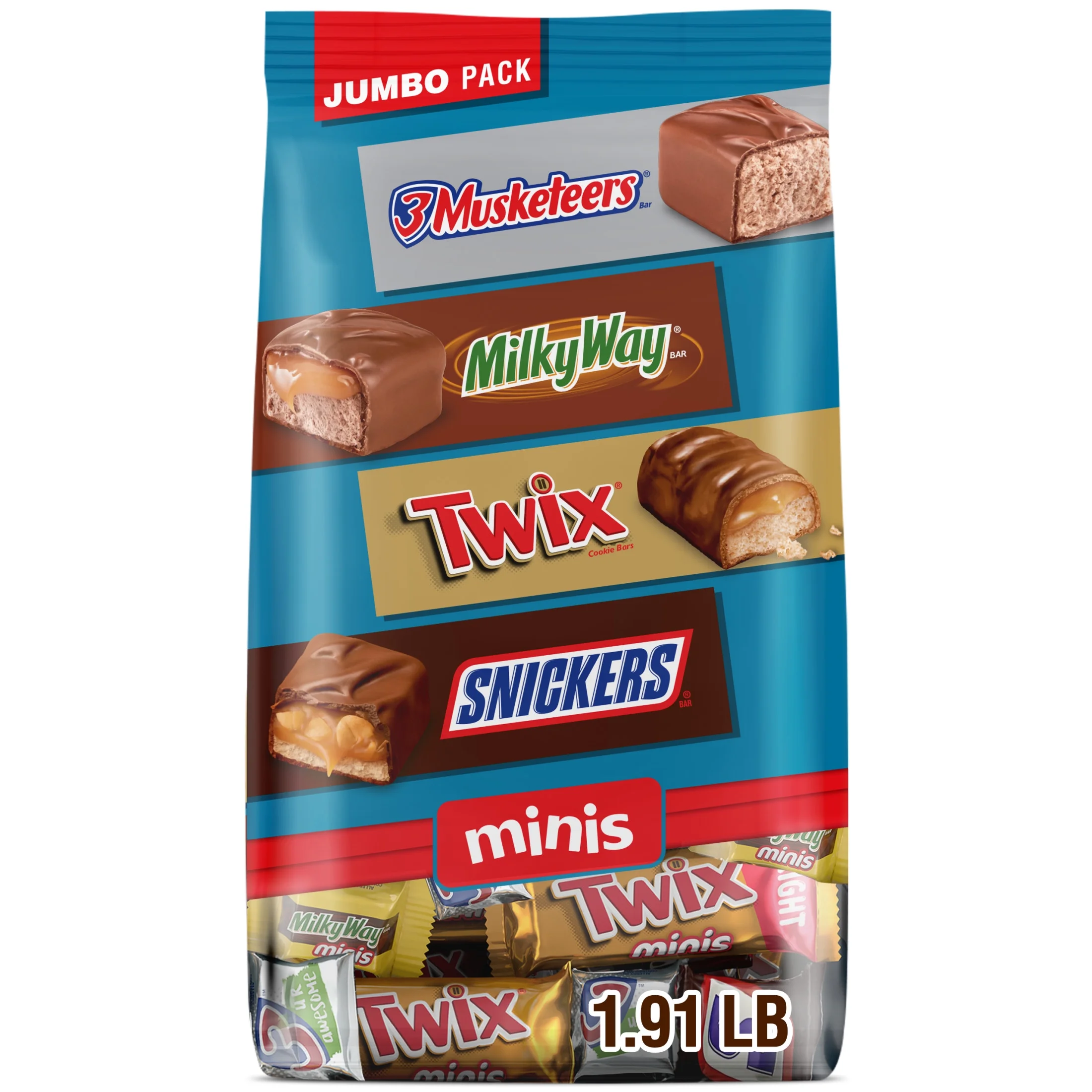 Snickers, Twix & More Minis Chocolate Candy Bars Variety pack - 30.63 oz Bulk Bag