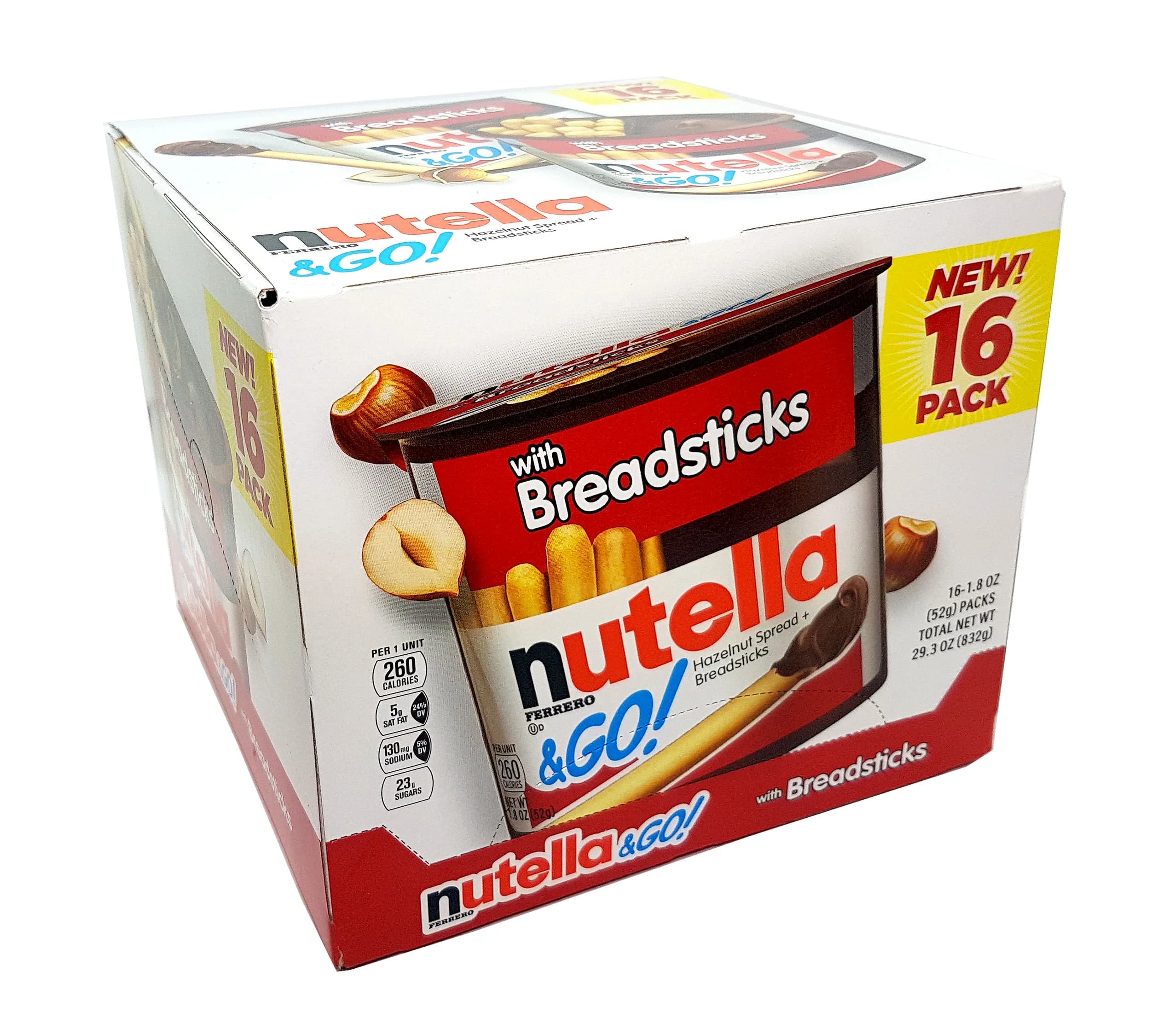 Nutella & Go Hazelnut Spread with Breadsticks 16 Packs 1.8 Oz Each