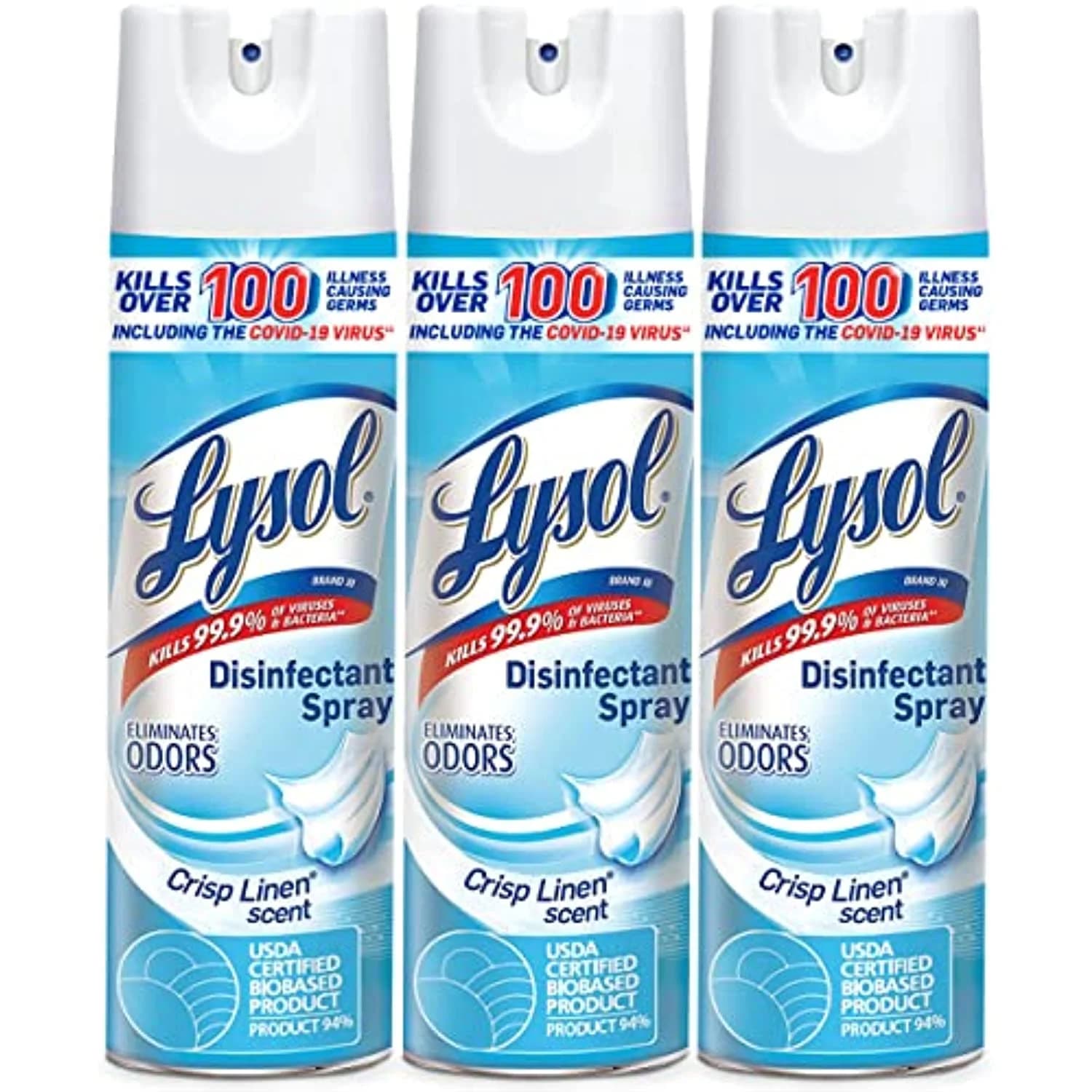 Lysol Disinfectant Spray, Sanitizing And Antibacterial Spray, For Disinfecting And Deodorizing, Early Morning Breeze, 3 Count, 19 Fl Oz Each