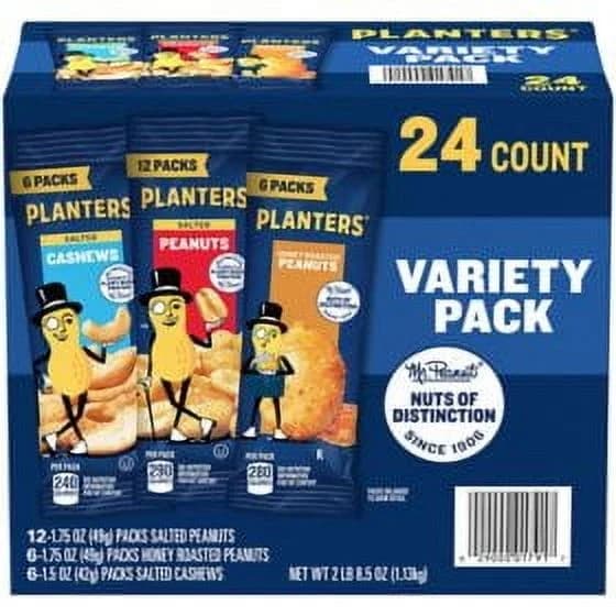 Planters Variety Pack Cashews & Peanuts, 24 count.pack of 2