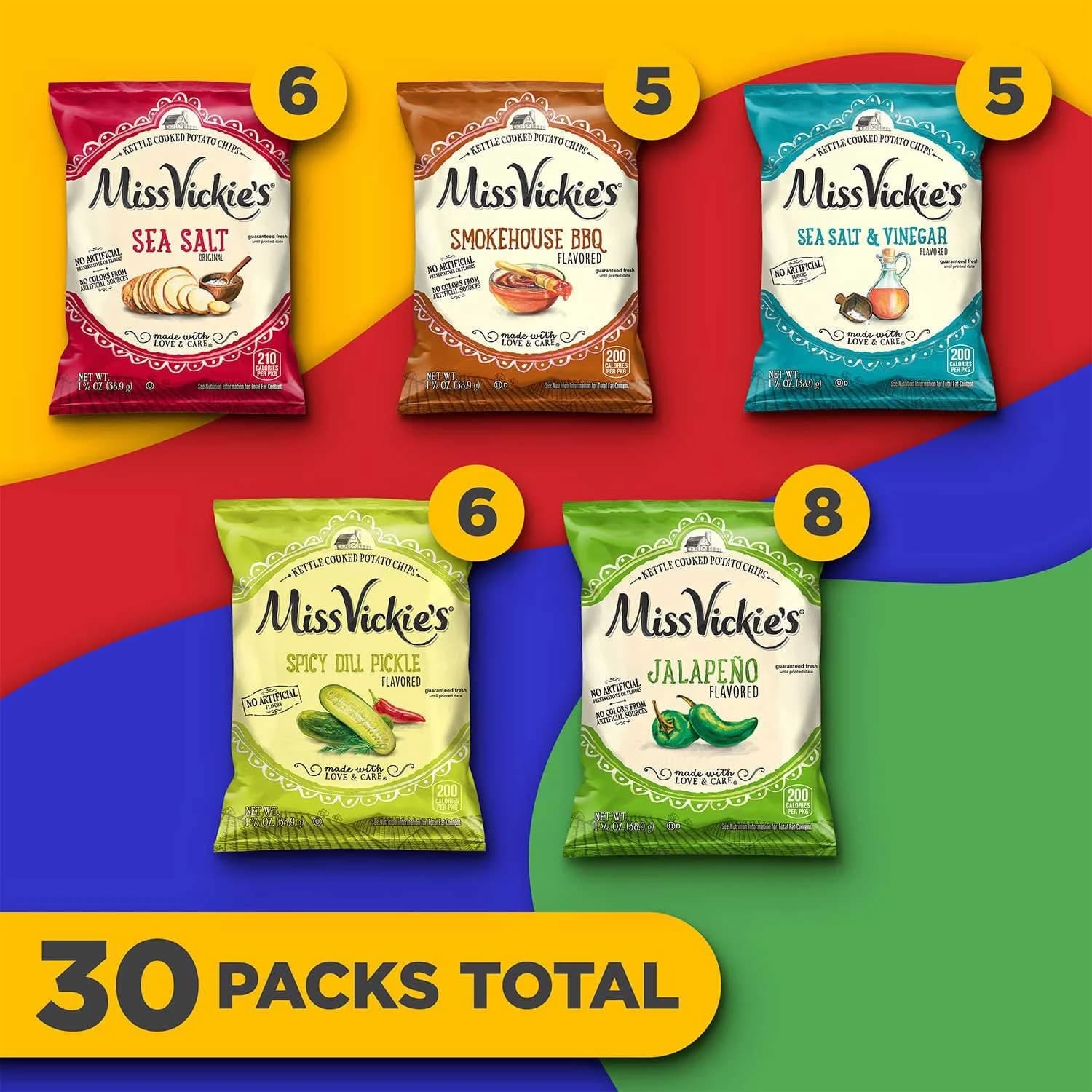 Miss Vickies Kettle Cooked Potato Chips Variety Pack, 30 pk. — view 3