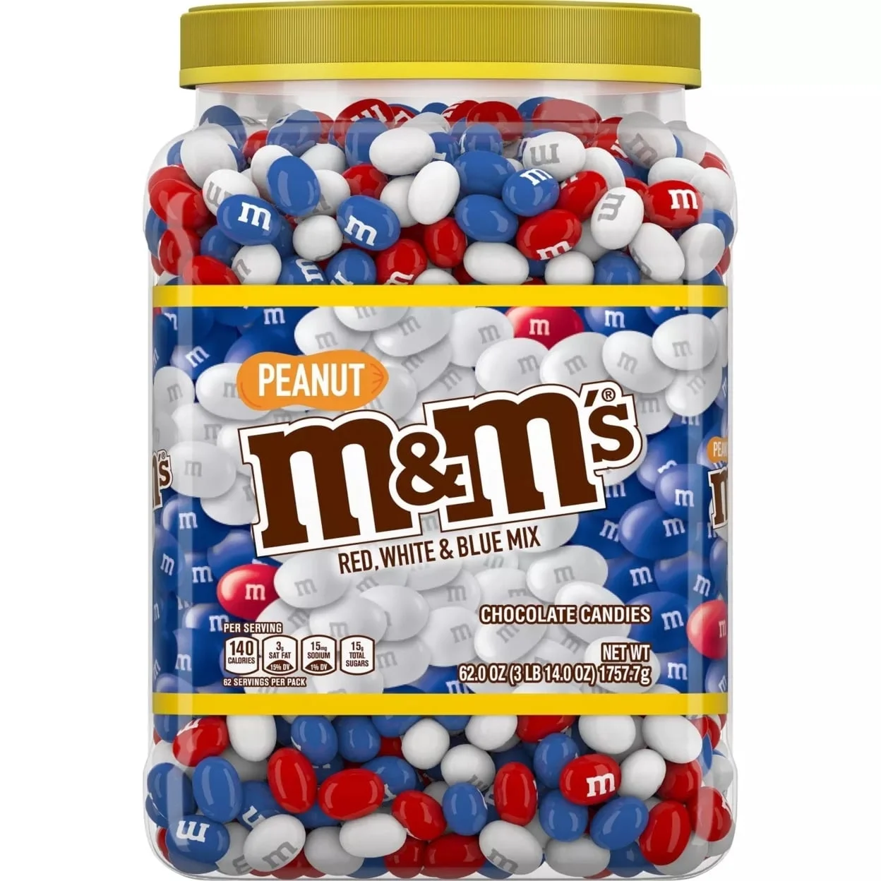 M&M'S Red, White & Blue Patriotic Peanut Chocolate Candy Limited Edition Jar (62 oz.)