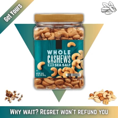 Roasted Whole Cashews with Sea Salt, 33 oz.