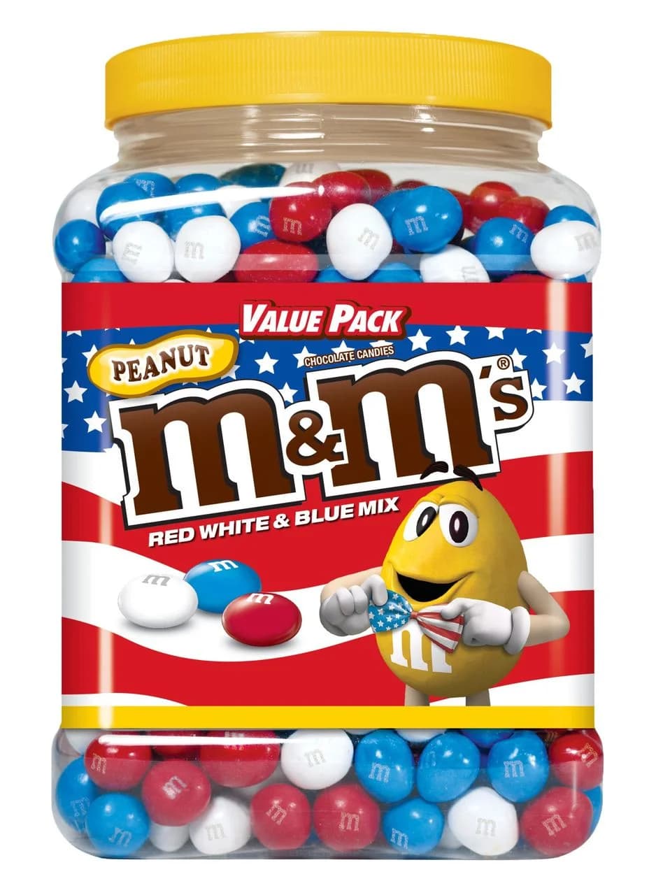 Product of M&M's Red, White & Blue Mix Peanut Chocolate Candy Value Pack, 62 oz.
