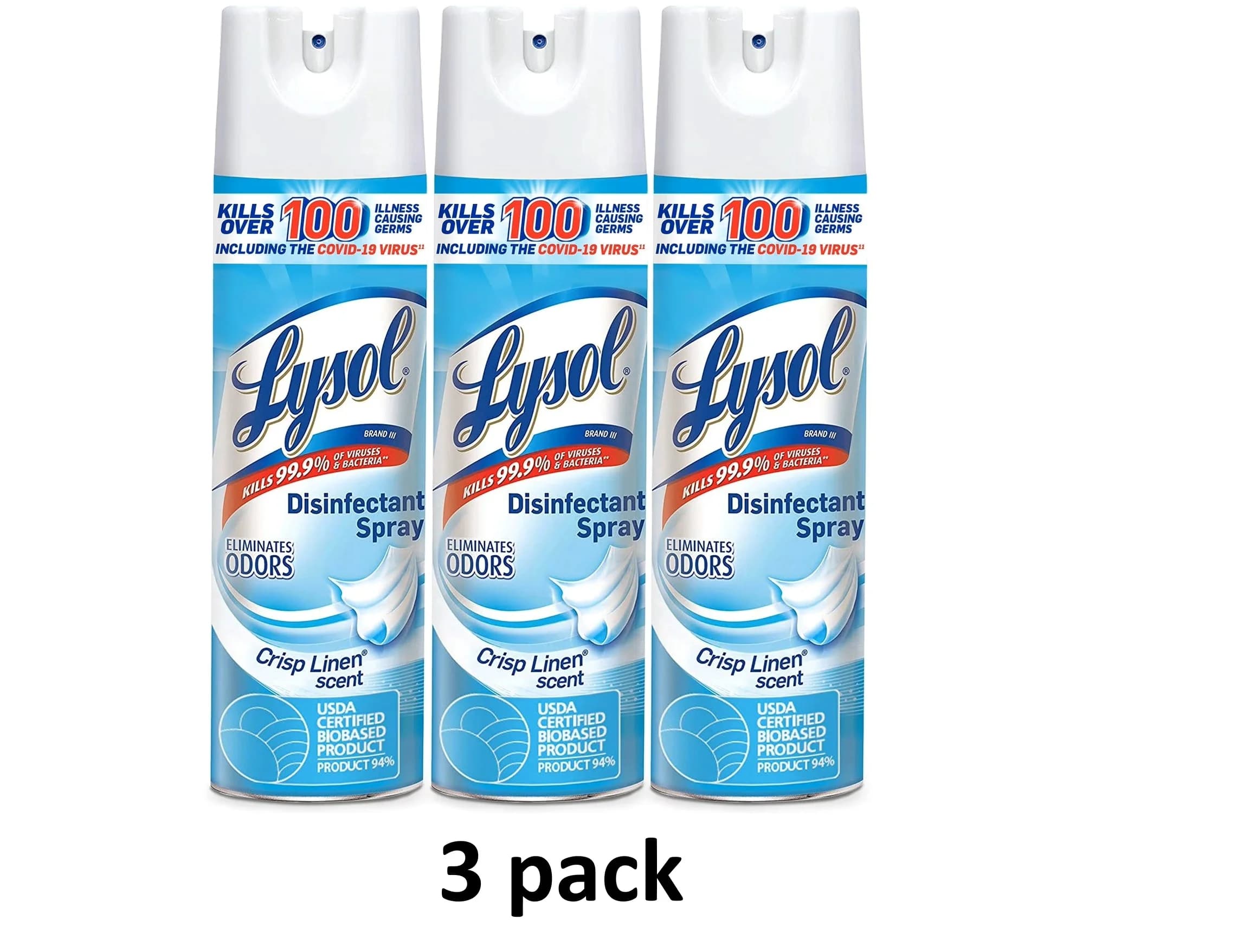 Lysol Disinfectant Spray, Crisp Linen Scent, 19 oz Each, 3-Pack - Free Shipping