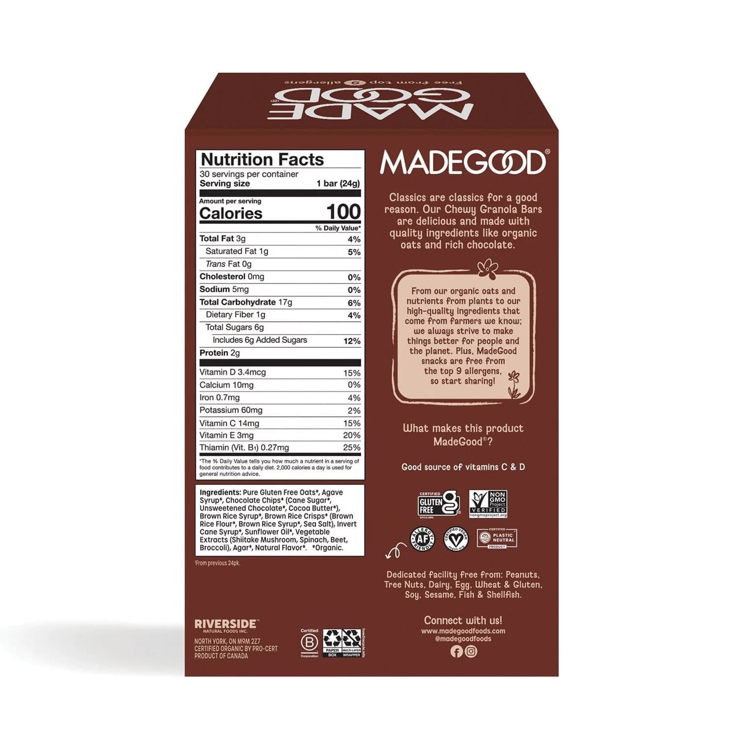 MadeGood Chocolate Chip Granola Bars, .85 oz., 30 ct. — view 3