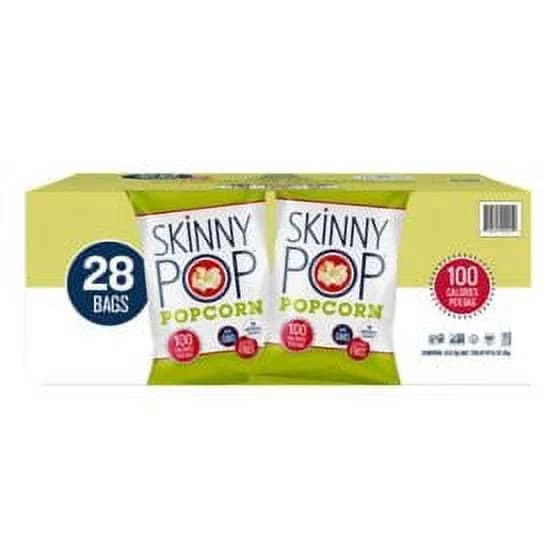 SkinnyPop Original Popcorn Snack Bags, 0.65 oz., 28 count.pack of 2