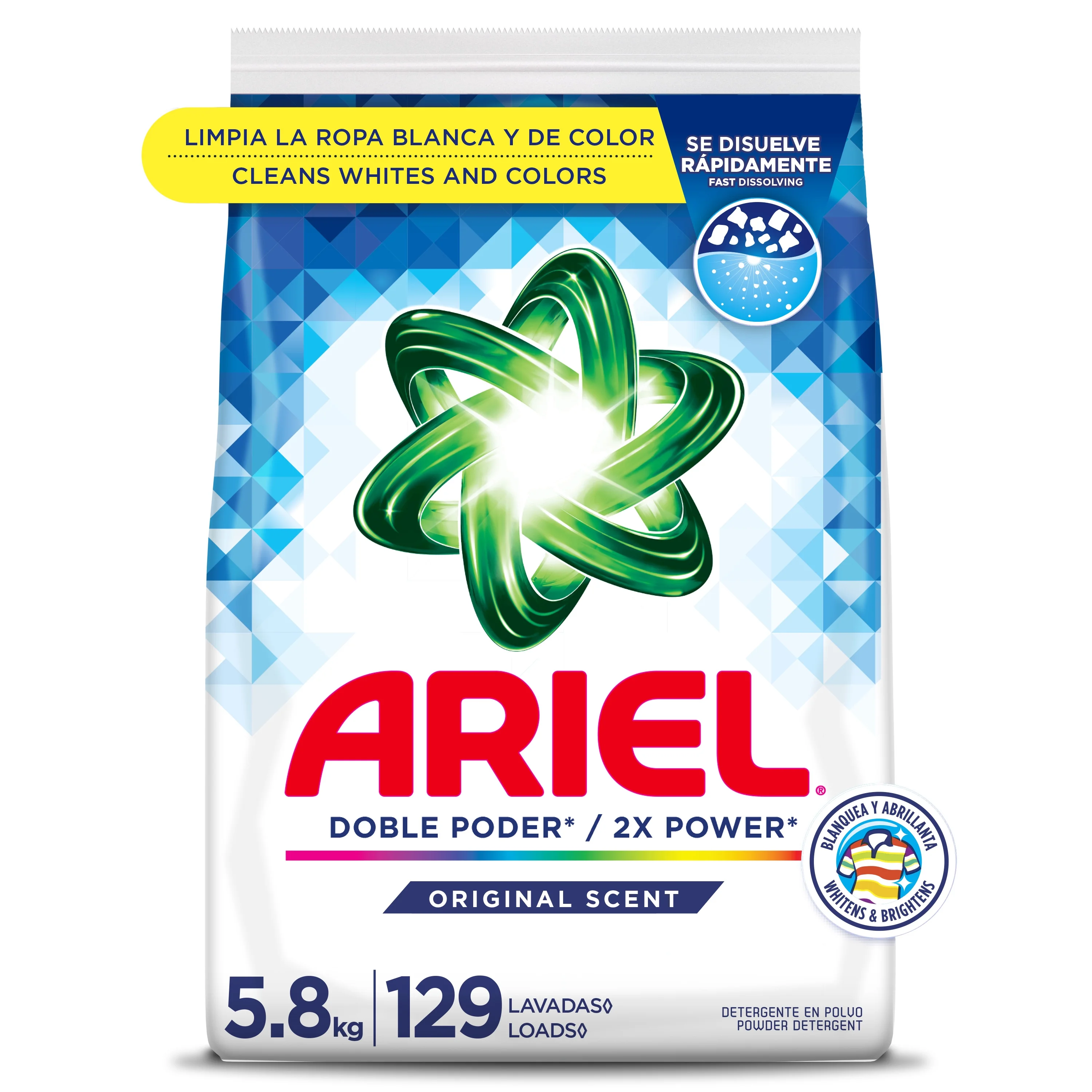 Ariel Laundry Detergent Powder, Original Scent, 5.8 kg, 129 Loads