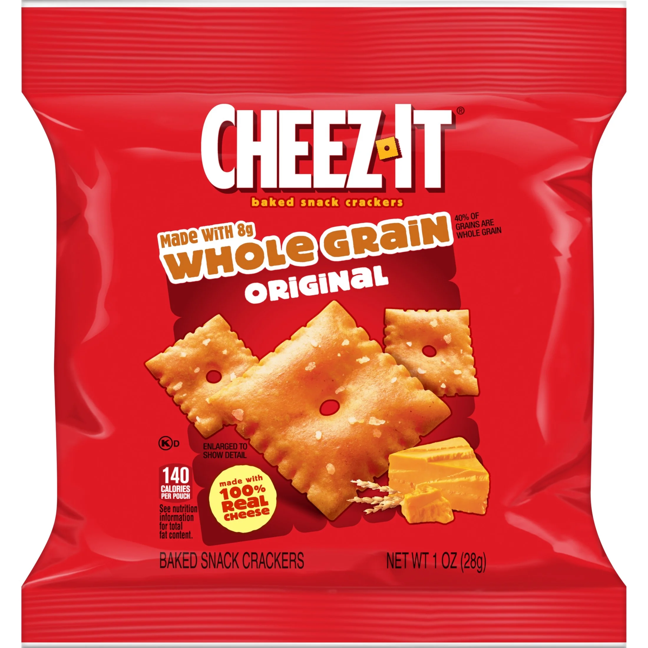 Cheez-It Baked Snack Crackers, Made with Whole Grain, Lunch Snacks, Original, 10oz Box (10 Pouches) — view 4