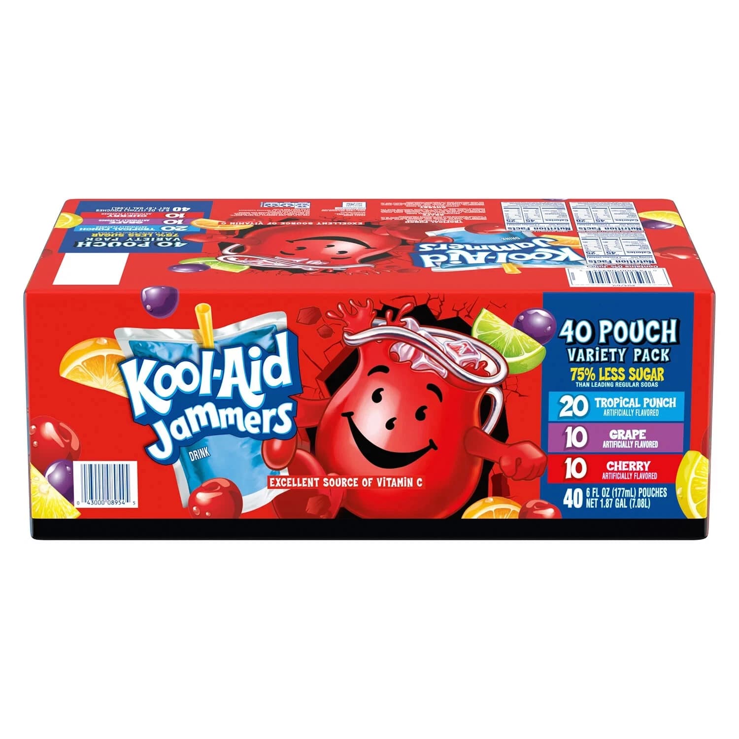Kool-Aid Jammers Tropical Punch Variety Pack – 40 Pouches – 6 oz Each – Reduced Sugar Kids Drink Pouches