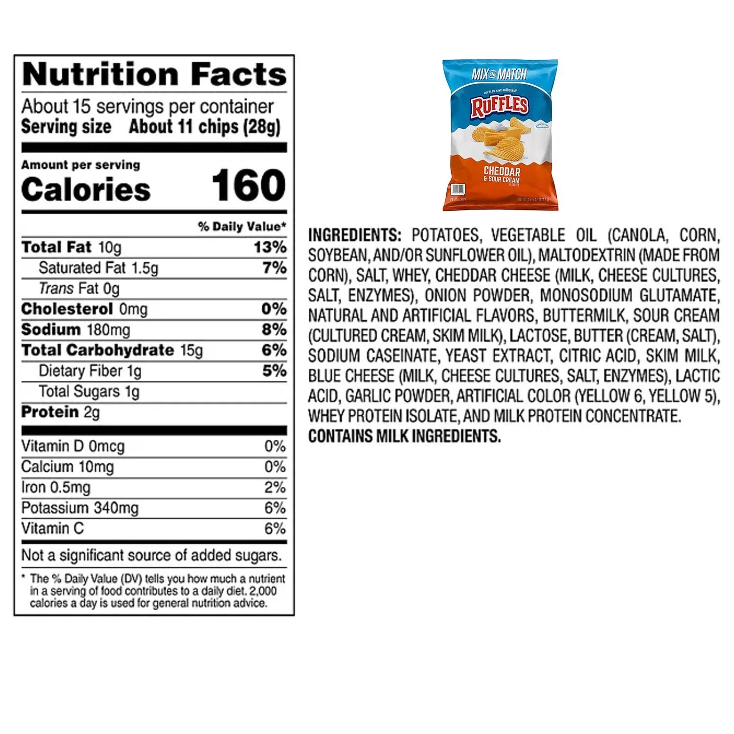 Ruffles Cheddar & Sour Cream Potato Chips – 15.125 oz., Pack of 3, Ridged Crispy Snack — view 3