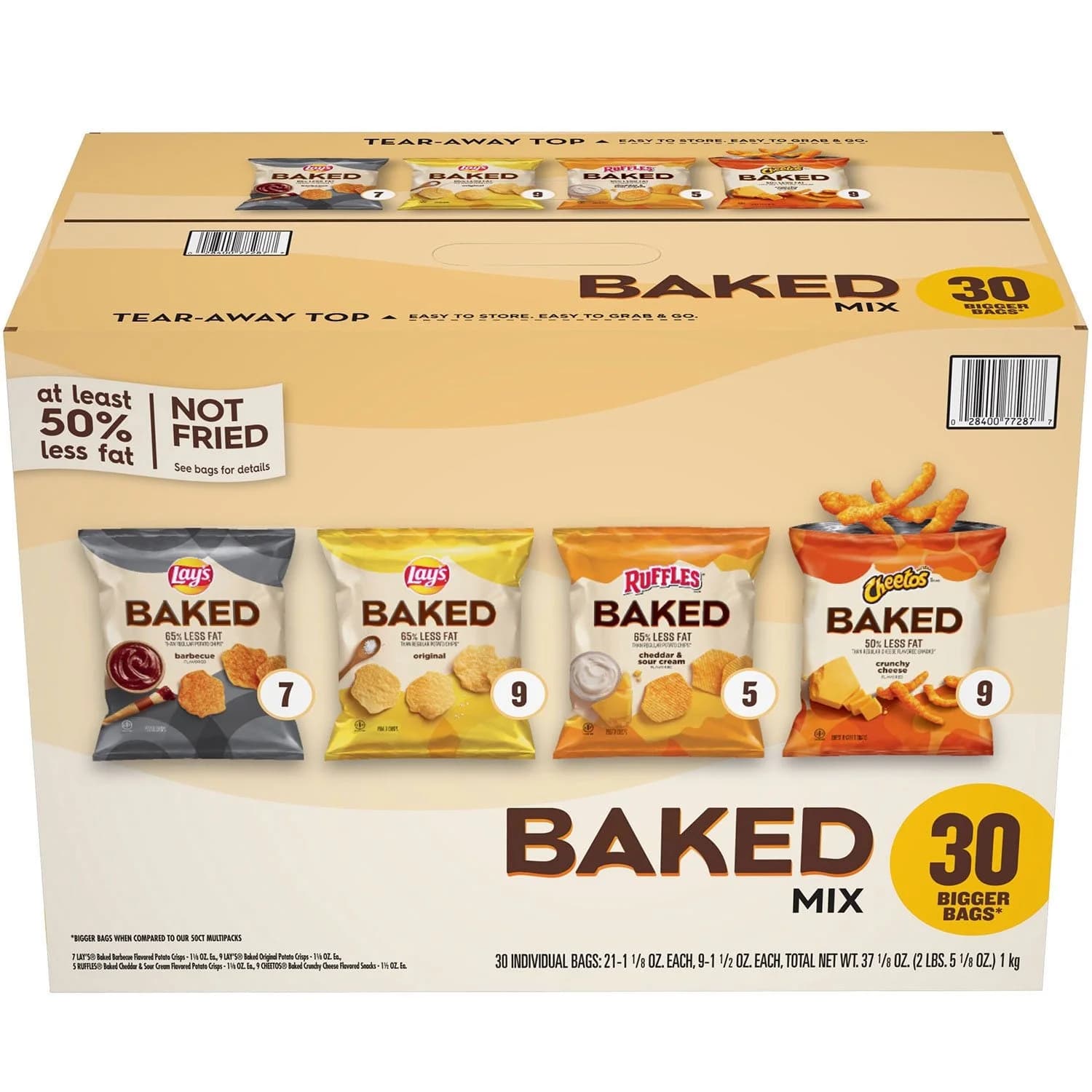 Frito-Lay Baked Mix Variety Pack, 30 Individual Snack Bags of Oven Baked Chips for Healthier On-the-Go Snacking