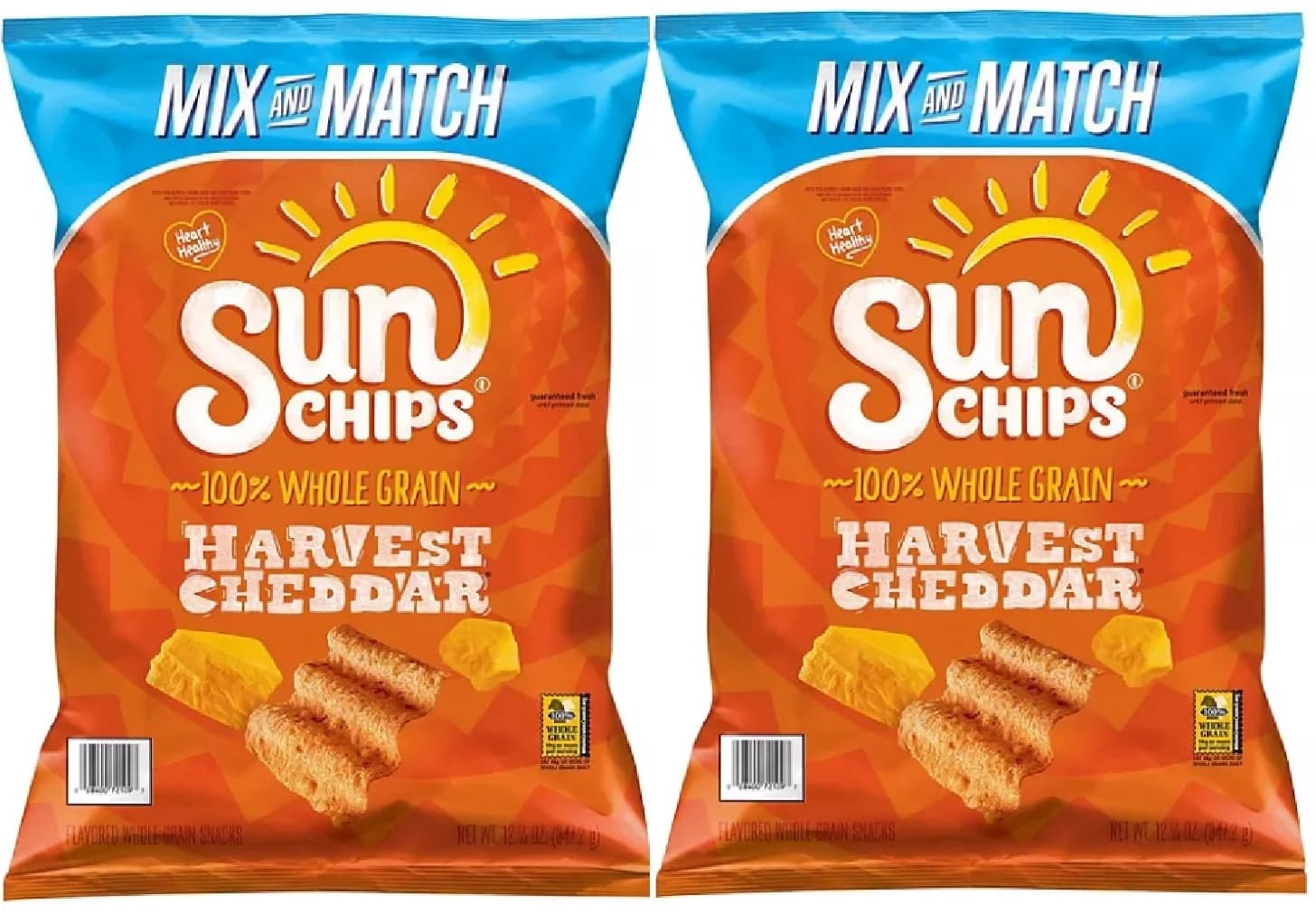 SunChips Whole Grain Snacks Harvest Cheddar Flavored 12 1/4 Oz