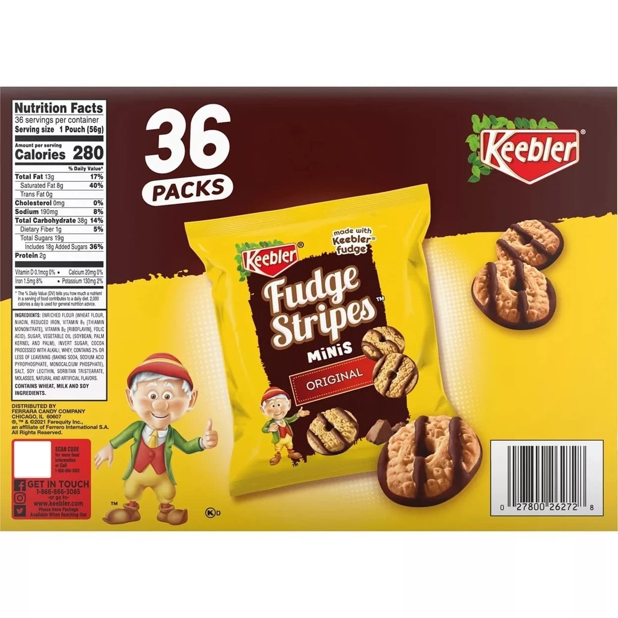 Keebler Mini Fudge Stripe Cookies, 2 Ounce (Pack of 36) — view 5