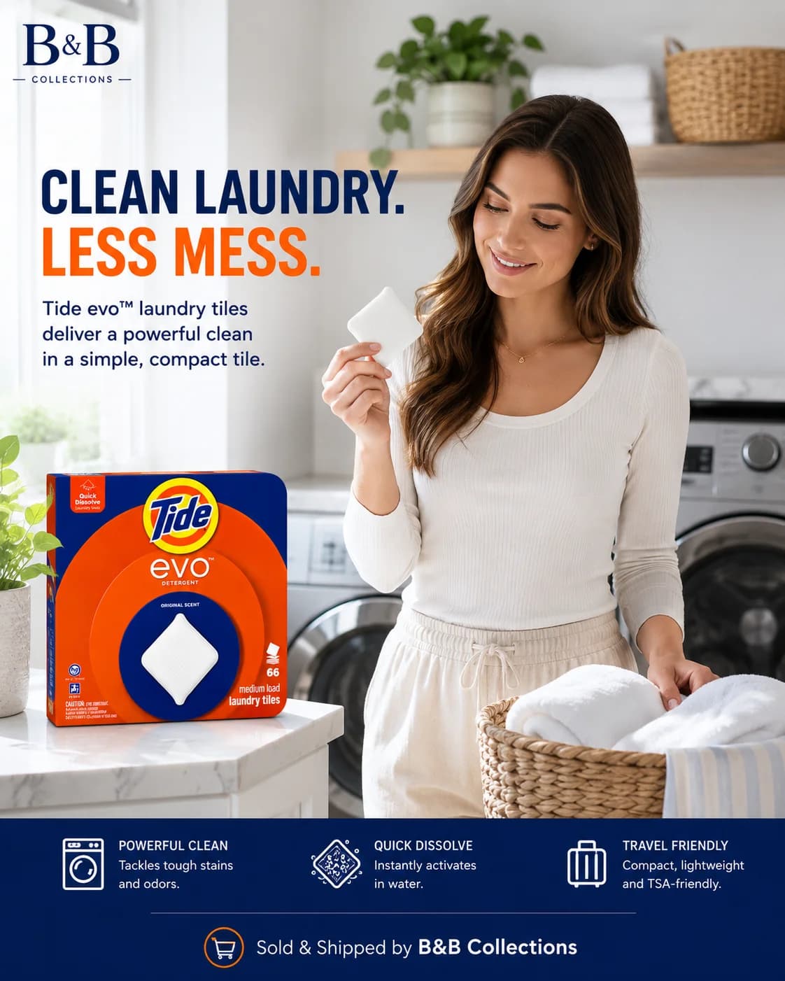 Tide evo Laundry Detergent Tiles, Original Scent, Quick Dissolve Concentrated Laundry Soap, HE Compatible, 66 Medium Loads — view 8