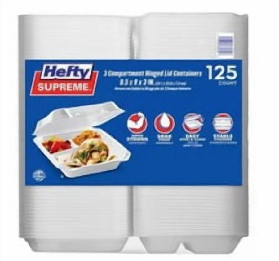 Hefty Supreme Foam 3 Compartment HLC (125 ct.)
