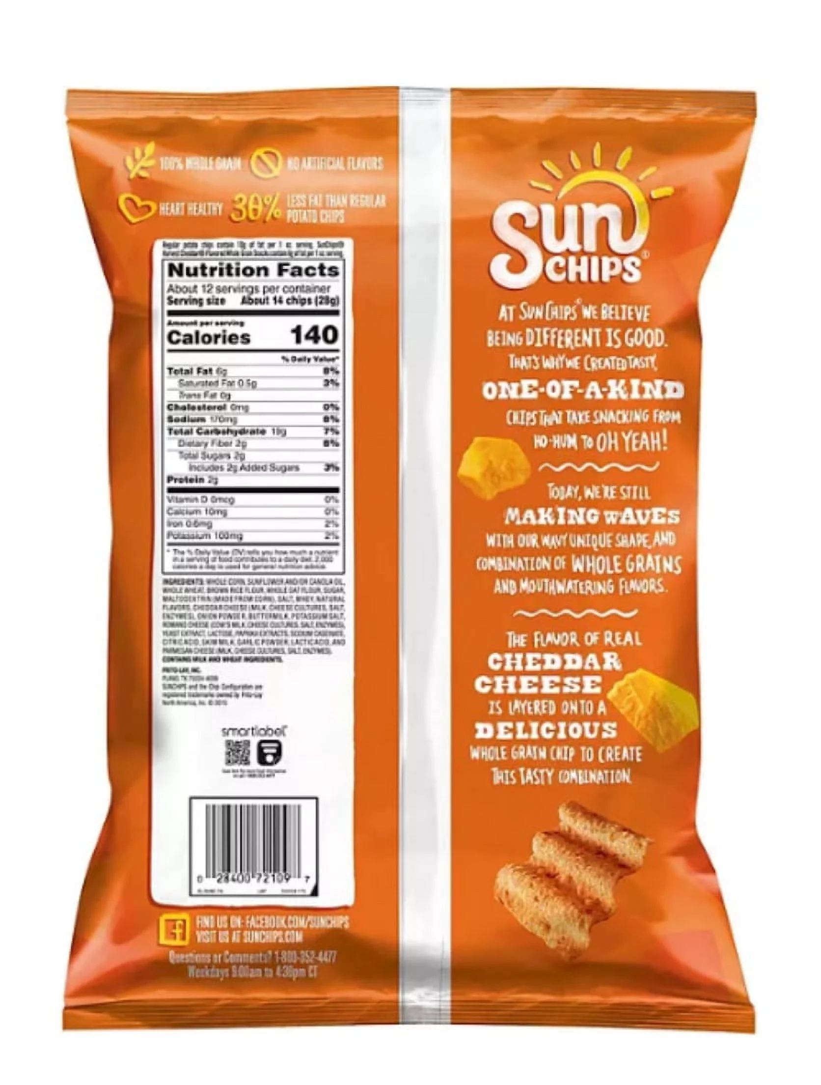 SunChips Whole Grain Snacks Harvest Cheddar Flavored 12 1/4 Oz — view 3