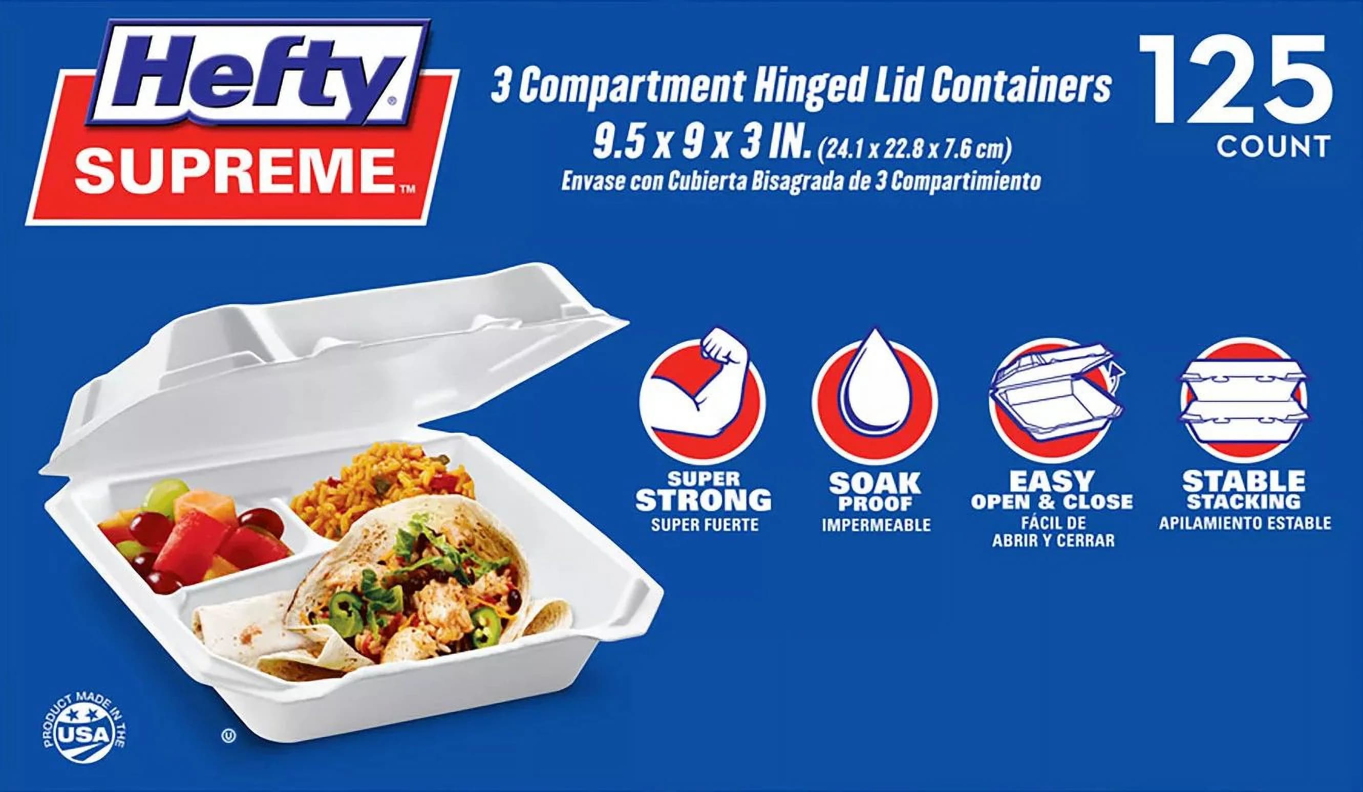 Hefty Supreme Foam 3 Compartment HLC (125 ct.) — view 3