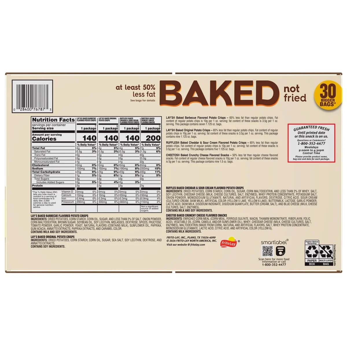 Frito Lay Snacks Baked Variety Pack 37 1/8 Oz, 30 Count — view 6
