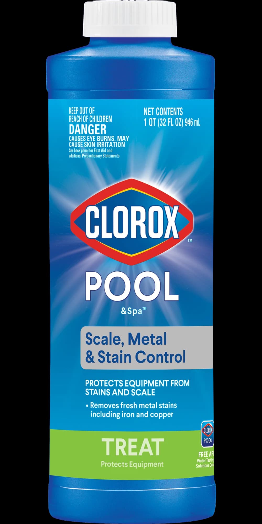 Clorox Pool&Spa Scale, Metal and Stain Control for Swimming Pools, 32 oz Liquid Swimming Pool Stain Remover