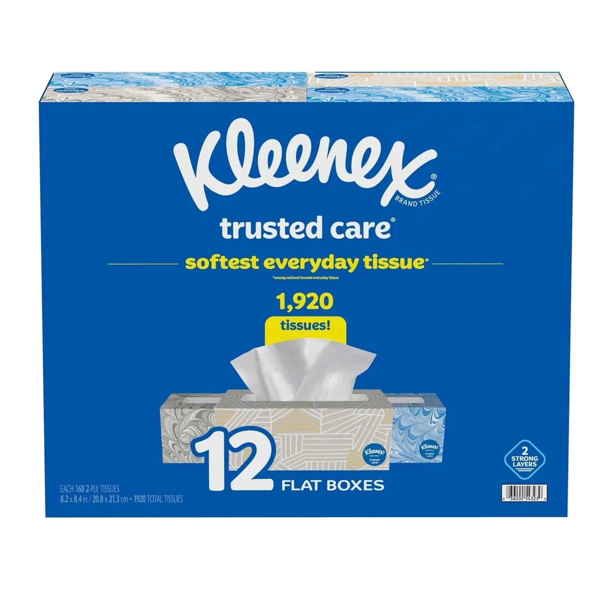 Kleenex Trusted Care 2-ply Facial Tissues Flat Boxes (160 Tissue/Box 12 Boxes) — view 3