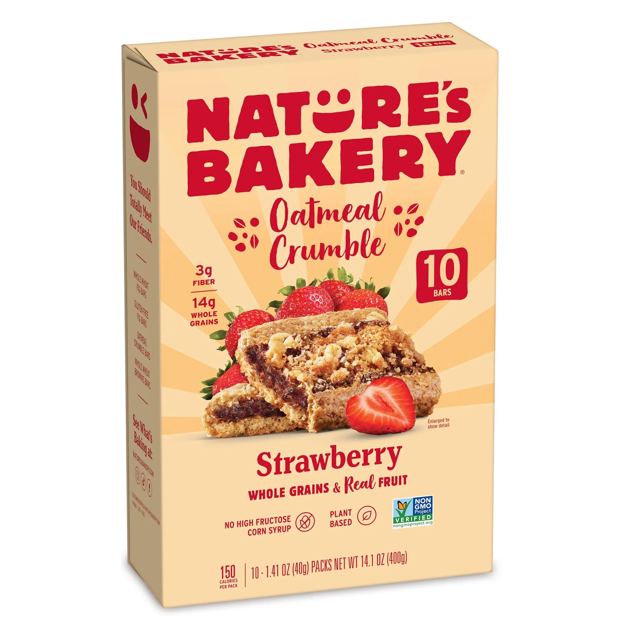 Nature's Bakery Oatmeal Crumble Strawberry Breakfast Snack Bars, 1.41 oz, 10 Count