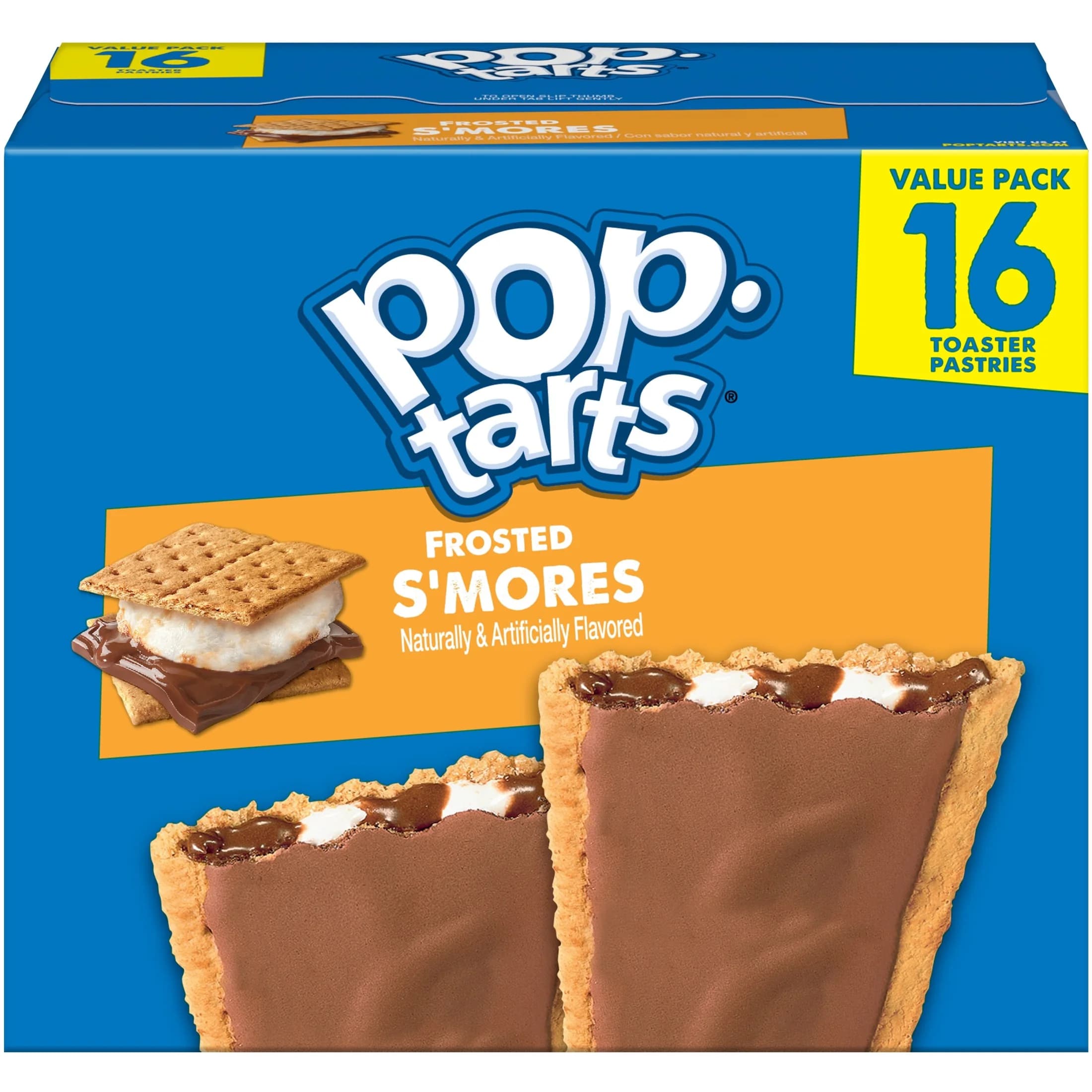 Pop-Tarts Frosted S'mores Toaster Pastries, Breakfast Foods, Shelf-Stable, 27 oz (16 Count)