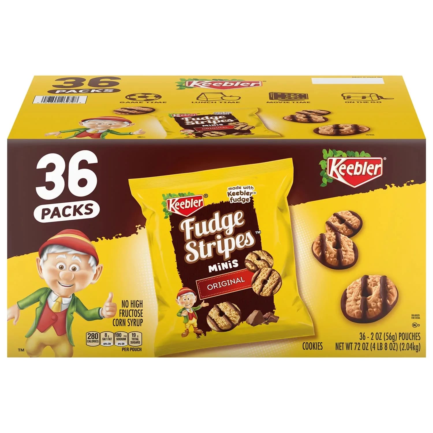 Keebler Mini Fudge Stripe Cookies, 2 Ounce (Pack of 36)