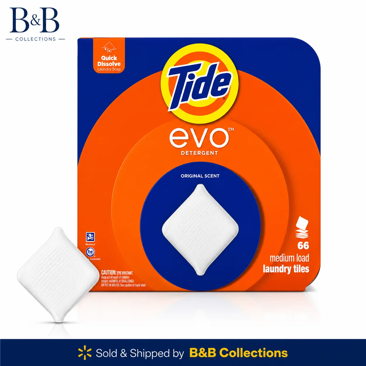 Tide evo Laundry Detergent Tiles, Original Scent, Quick Dissolve Concentrated Laundry Soap, HE Compatible, 66 Medium Loads
