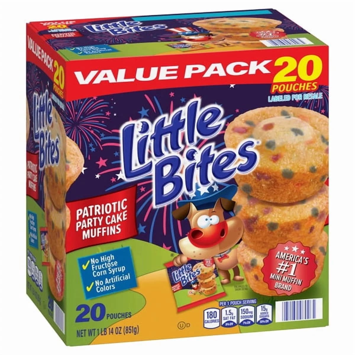 Little Bites Party Cake Mini Muffins, 20 Pouches – Patriotic Party Cake Muffins, Bite Size Snacks, Value Pack