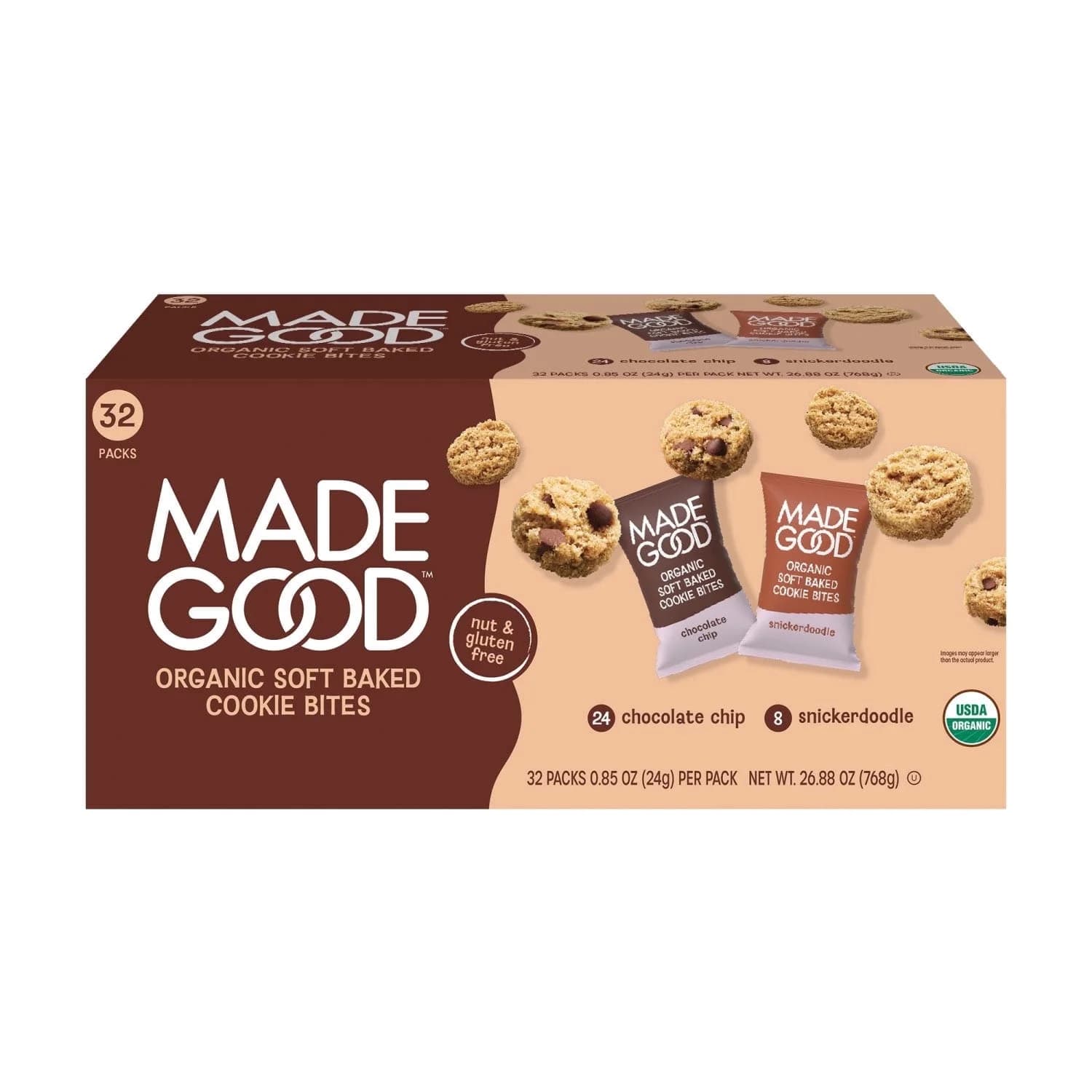 MadeGood Soft Baked Cookie Bites Variety Pack, 0.85 oz., 32 pk.