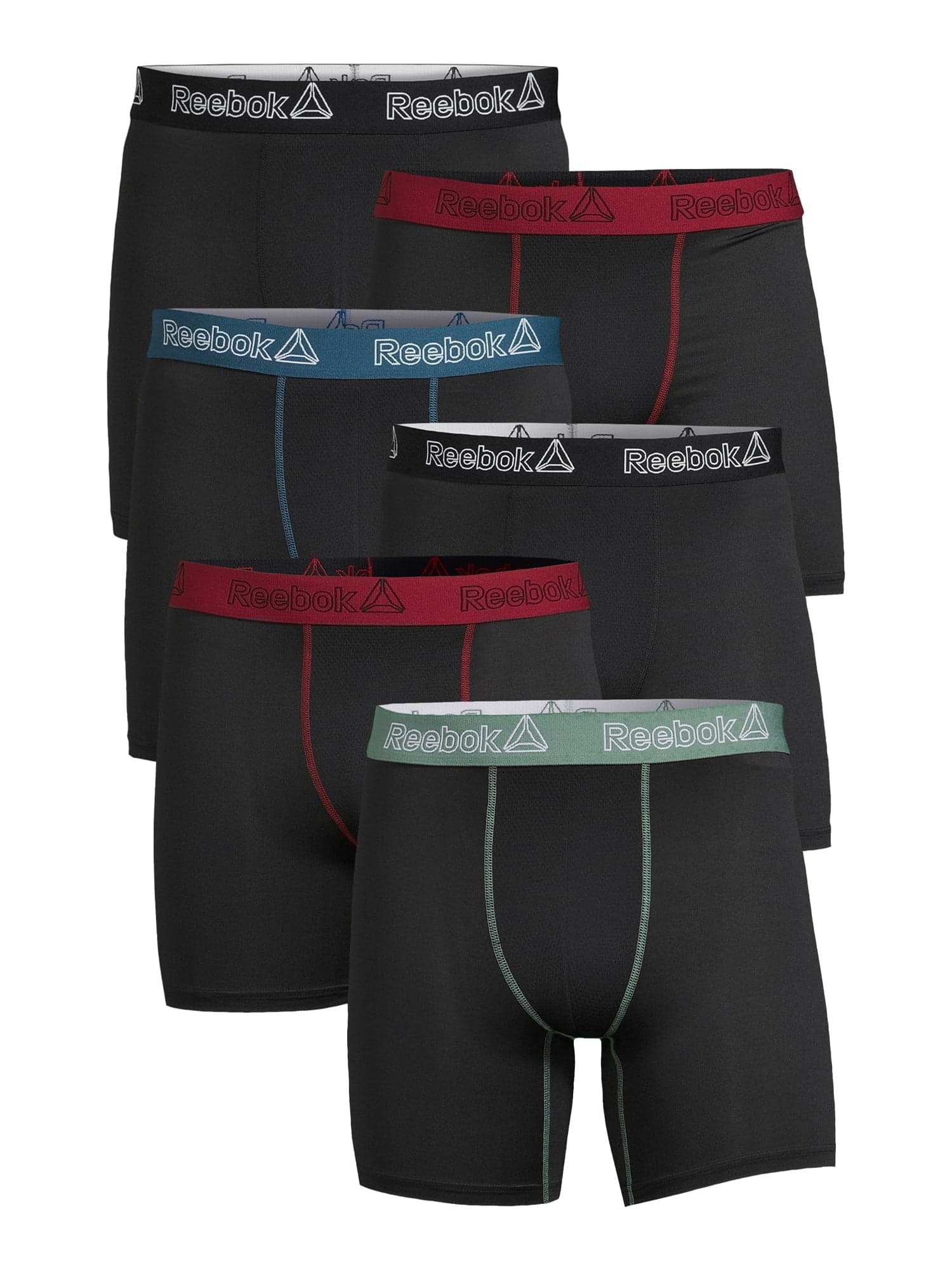 Reebok Men’s Underwear Featherweight Performance Boxer Briefs, 6-Pack