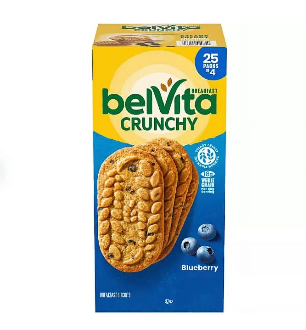 Belvita Crunchy Blueberry Breakfast Biscuits 25 Packs, 4 Biscuits Per Pack — view 2