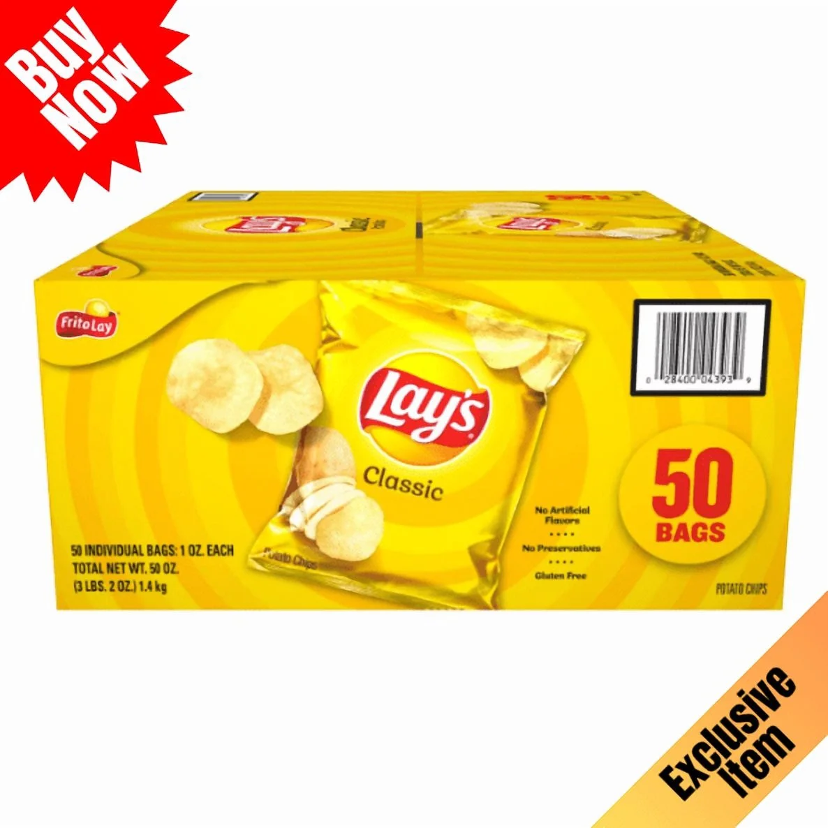 Lay’s Classic Potato Chips, Single Serve Snack Bags, 1 oz, 50 Count — view 2