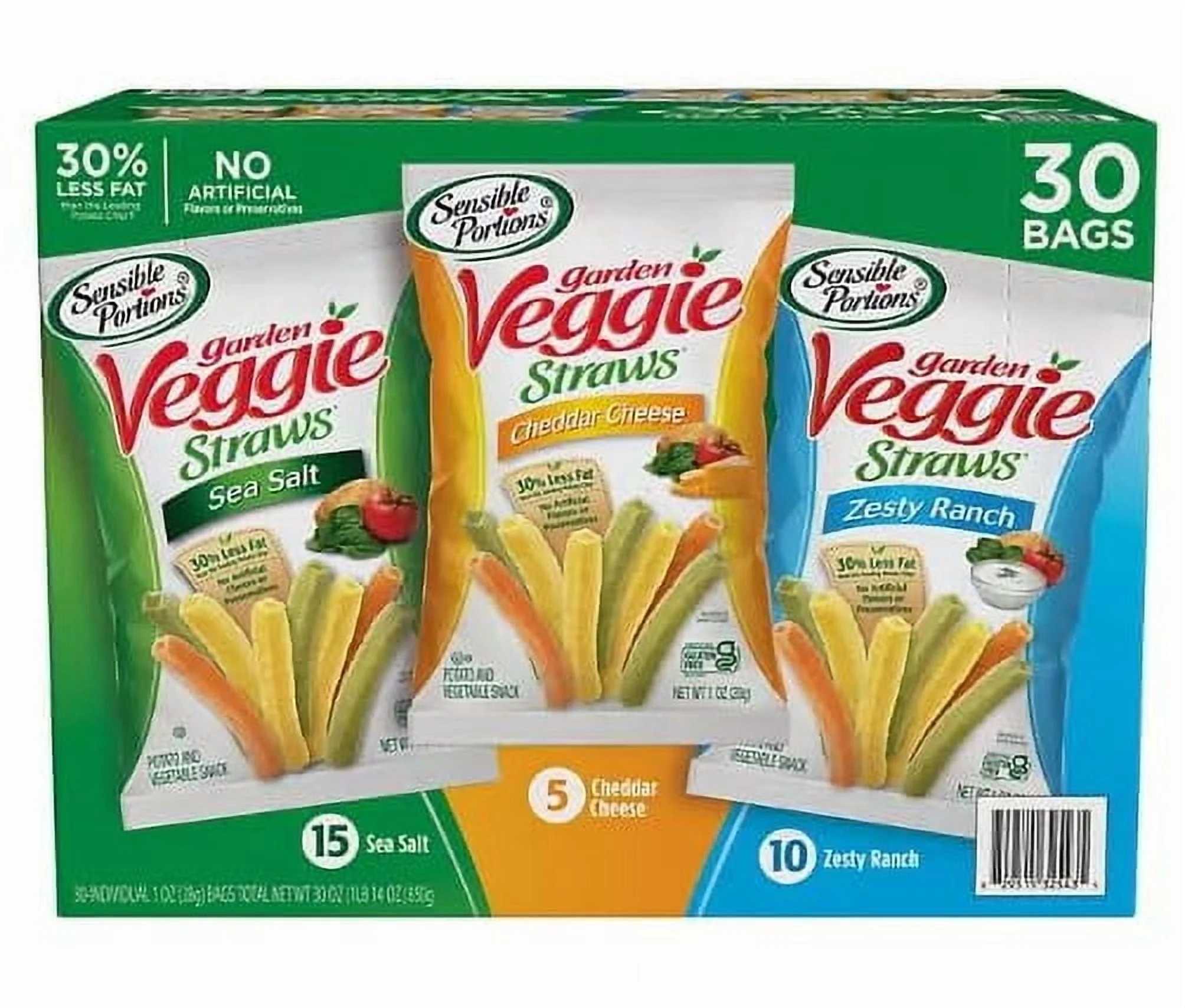 Sensible Portions Garden Veggie Snack Straws Shape Chips Variety Pack, 30 Count — view 2